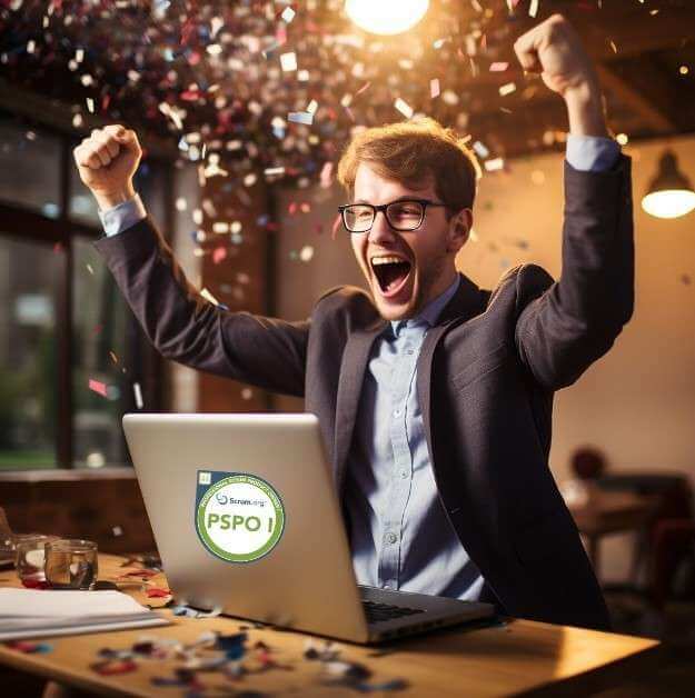 Celebrating passing the PSPO I assessment